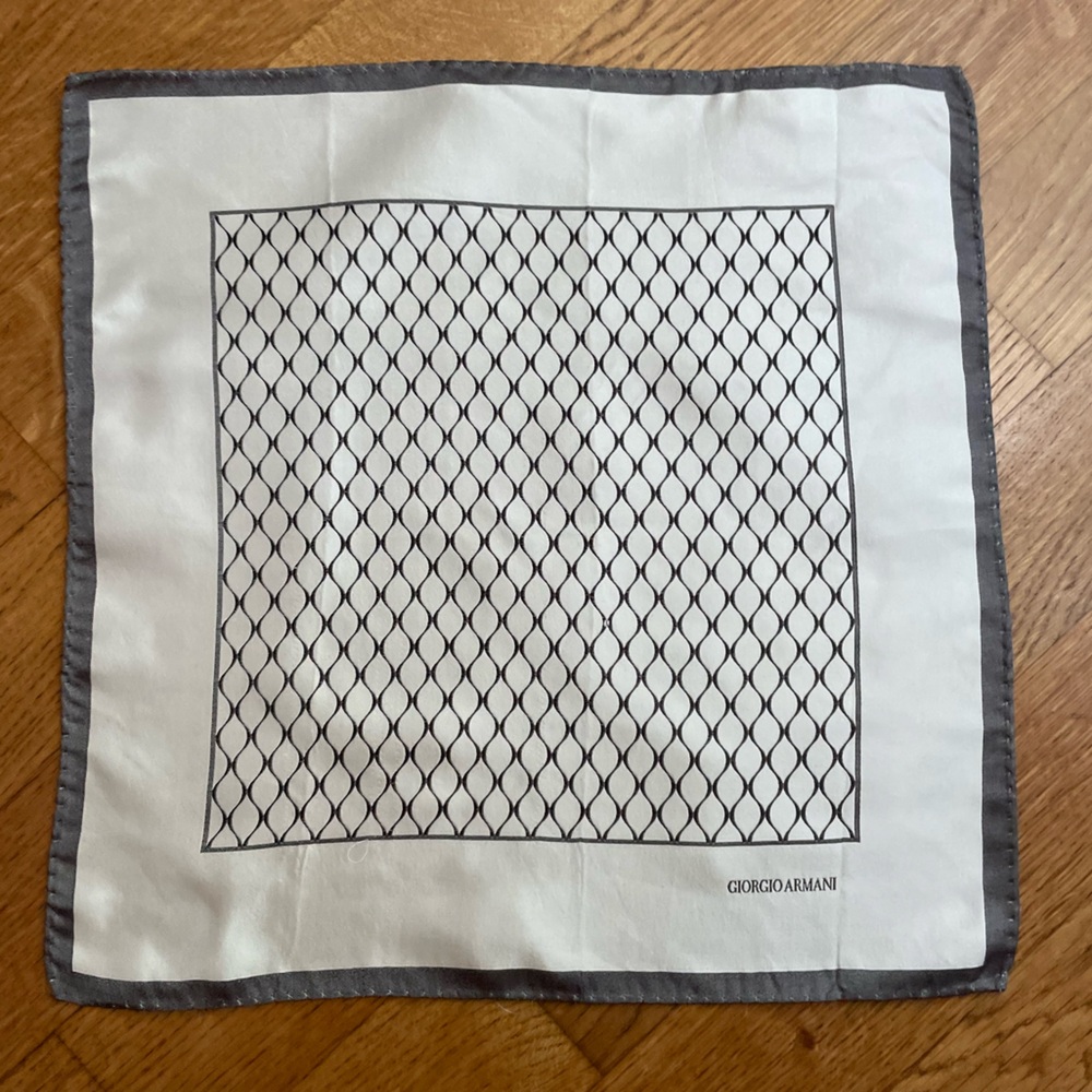 Giorgio Armani White & Gray Silk Scarf